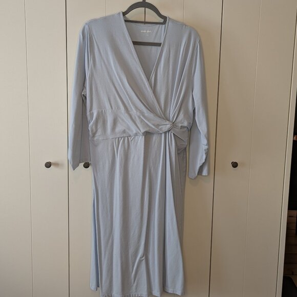 Lands End Light Blue Long Sleeve Wrap Dress – Soft Knit, Effortless Fit - Picture 1 of 2